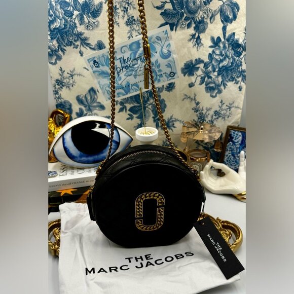 🆕 THE MARC JACOBS 🧿 NWT The Status Round Crossbody, Black - Picture 3 of 15